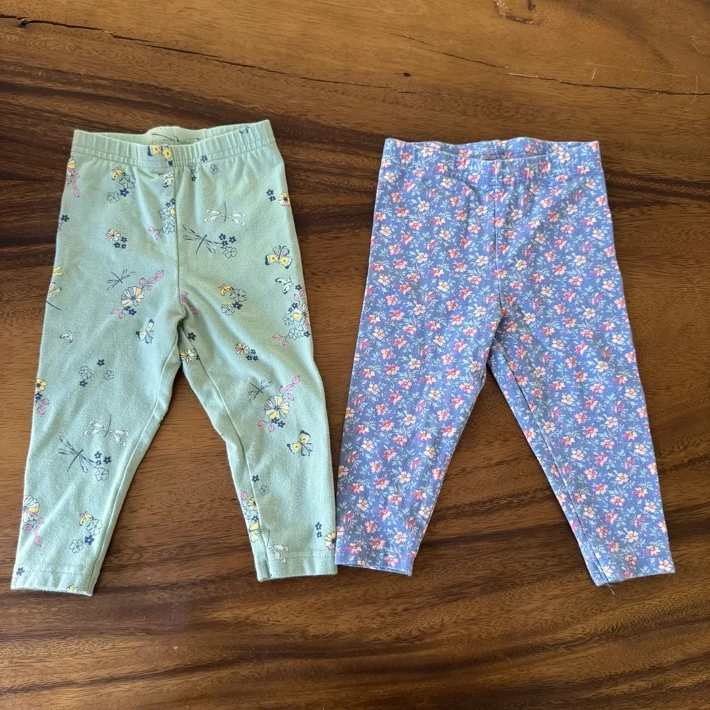 OshKosh Floral Print Set of 2 Leggings Size 12M